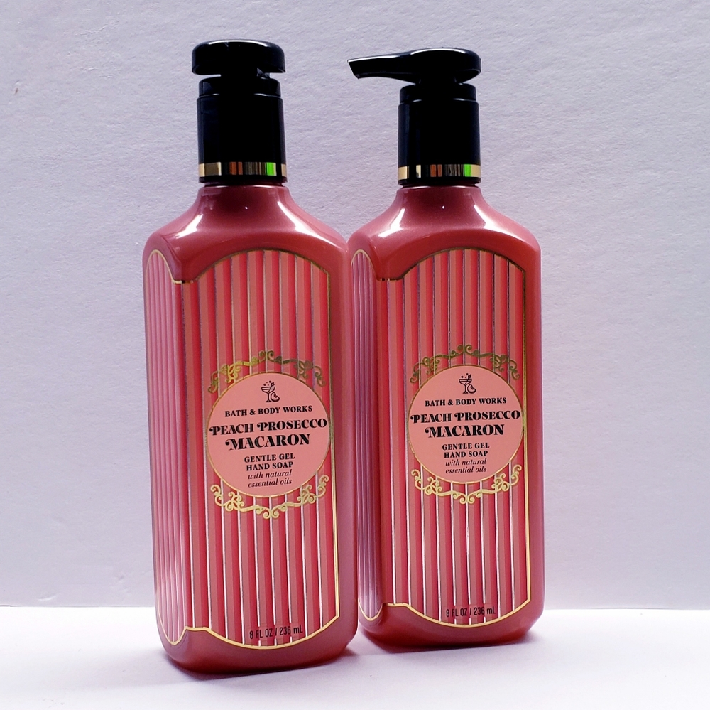 Bath & Body Works PEACH PROSECCO MACARON Gentle Gel Hand Soap, 8 fl oz (2 Pcs)
